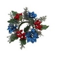 thumbnail image 2 of Hometravel Christmas Candlestick Wreath, Golden Berries and Pine Cone Centerpiece, Festive Candle Ring Decor for Table, Mantel, Holiday Display, 2 of 7