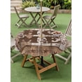 thumbnail image 5 of Outdoor Tablecloth with Umbrella Hole Zipper Vintage Farmhouse Round Tablecloth 54" Waterproof Outside Table Cloth Retro Home Text Country Star Wooden Patio Table Cover Tablecloths for Picnic Party, 5 of 8