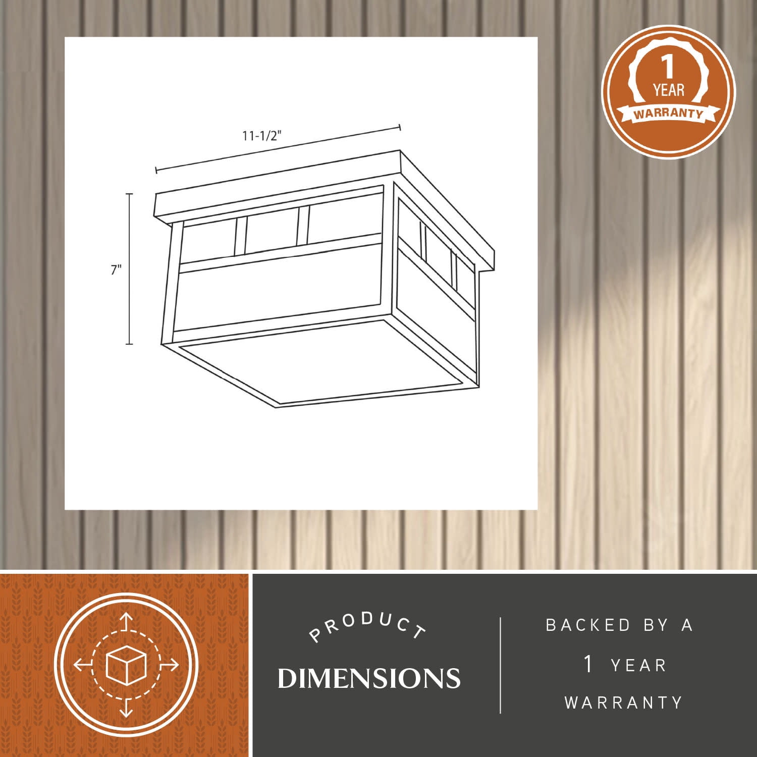 Mission Bronze Square Outdoor Flush Mount Ceiling Light Honey Glass