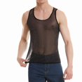 thumbnail image 6 of CENL Men Mesh See-Through Shine Tank Vest Fitness Shirt Undershirt Muscle Crop Top, 6 of 9