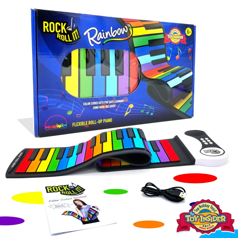 Rock and Roll It Rainbow Piano. Roll Up Flexible Piano Keyboard for