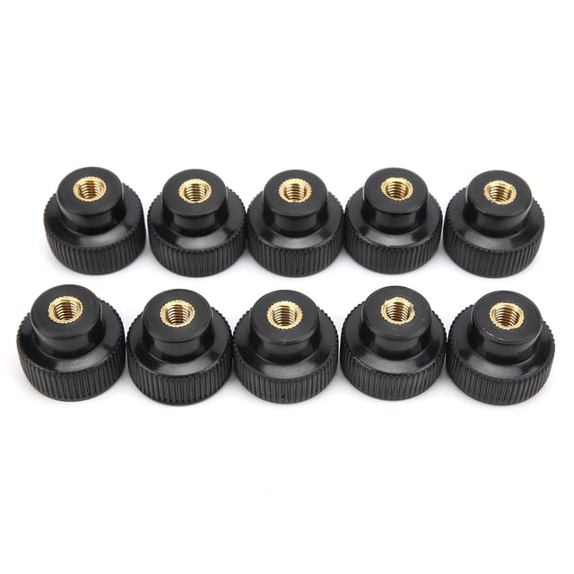 10 Uds empuñadura de tornillo de cabeza redonda perilla moleteada perno de sujeción torno tuerca de giro manual negro M6x25 VoborMX herramienta