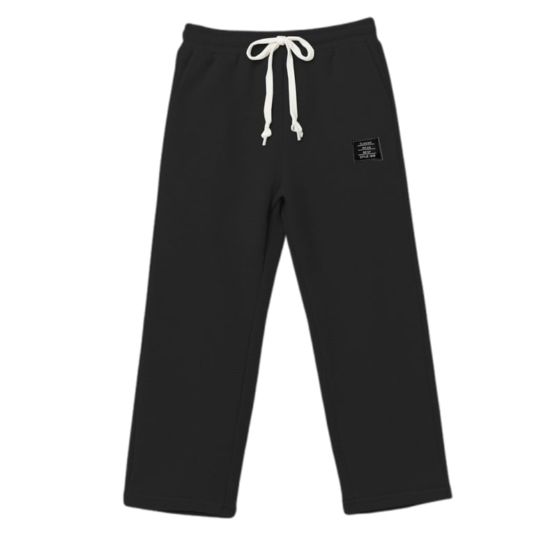 Men's Waffle Knit Straight Leg Pants, Relaxed Fit Drawstring