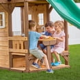 thumbnail image 4 of Backyard Discovery Spruce Hollow Spruce Wood Swing Set, Wave Slide, Clubhouse, Rock Wall, 4 of 14