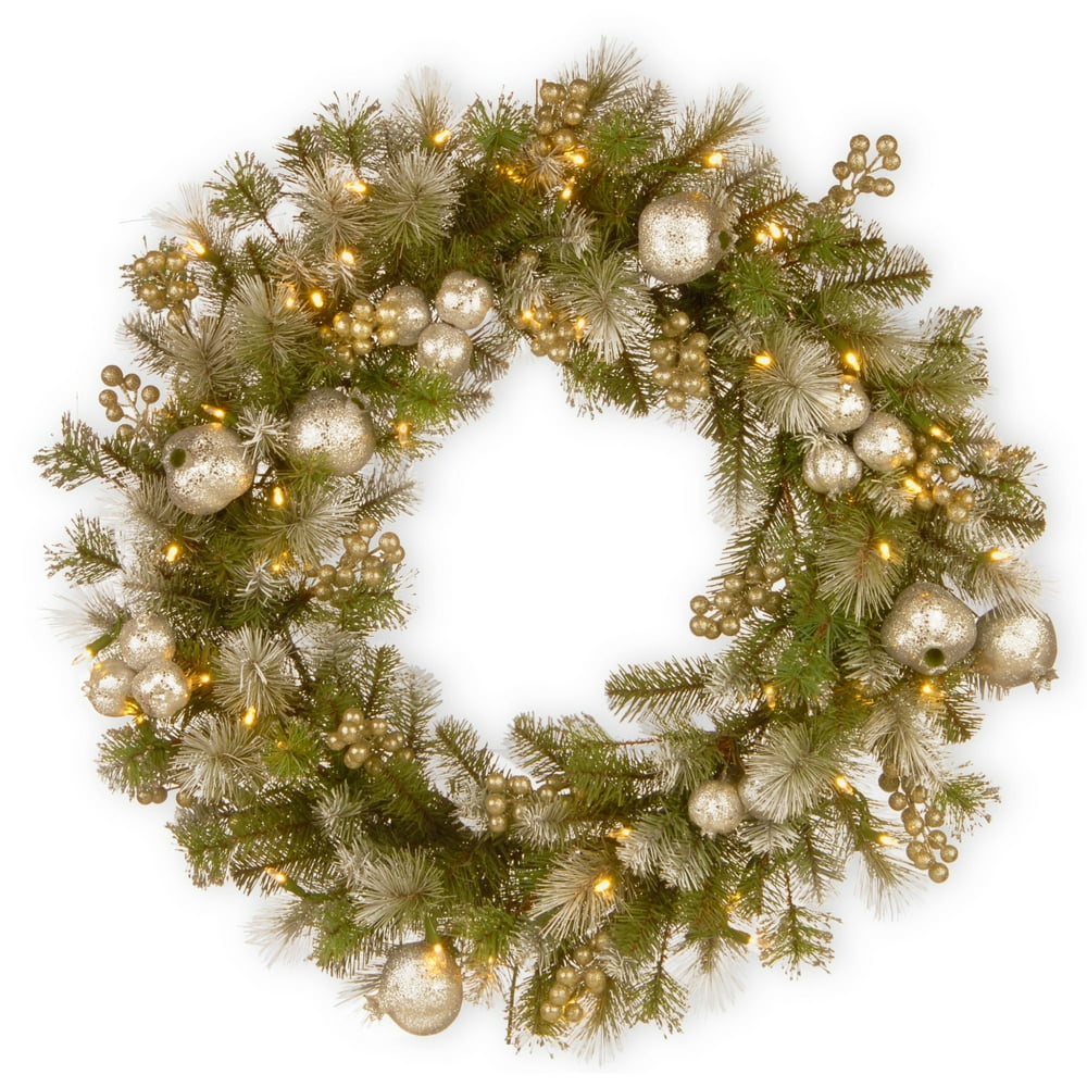 National Tree Company Decorated Pine Prelit Wreath, (Green) Walmart