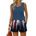 thumbnail image 2 of Iaqnaocc 2 Piece Sets for Women Flag American Flag Stars Womens Short Sets Square Neck Sleeveless Tank Top and Drawstring Shorts Summer Outfits Lounge Sets for Women Royal Blue S, 2 of 6