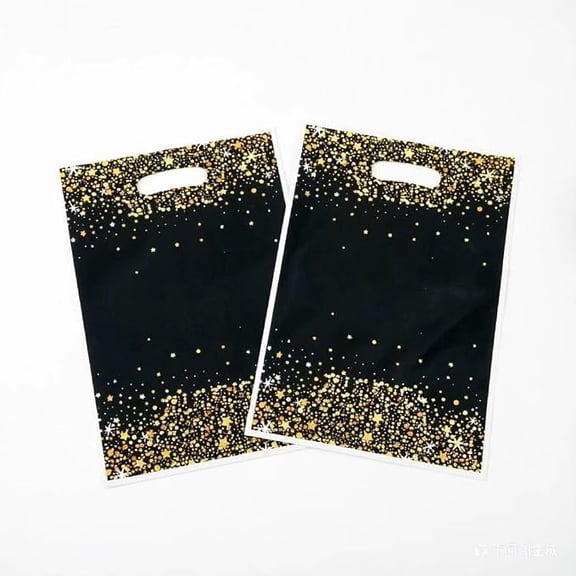 50 Piece Reusable Grocery Bags 6.5 x 9.8 Inch Black Star Pattern