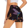 thumbnail image 4 of Picia Humming Bird Pattern Women's 2 in 1 Athletic Running Shorts High Waisted Workout Casual Gym Sweat Shorts with Comfy Liner Zipper Pockets-X-Large, 4 of 9