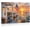 Frame-style, variant on American Flag Canvas Wall Art Ocean Sunset Beach House Porch with Sailboats Patriotic Coastal Landscape Painting for Living Room Bedroom Home Office Wall Decor