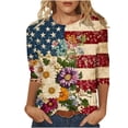 thumbnail image 2 of lcziwo 3/4 Length Sleeve Womens Tops Cotton Patriotic Holiday Tee Top Plus Size 4Th Of July Memorial Casual Summer Tshirt Multicolor XXL, 2 of 5