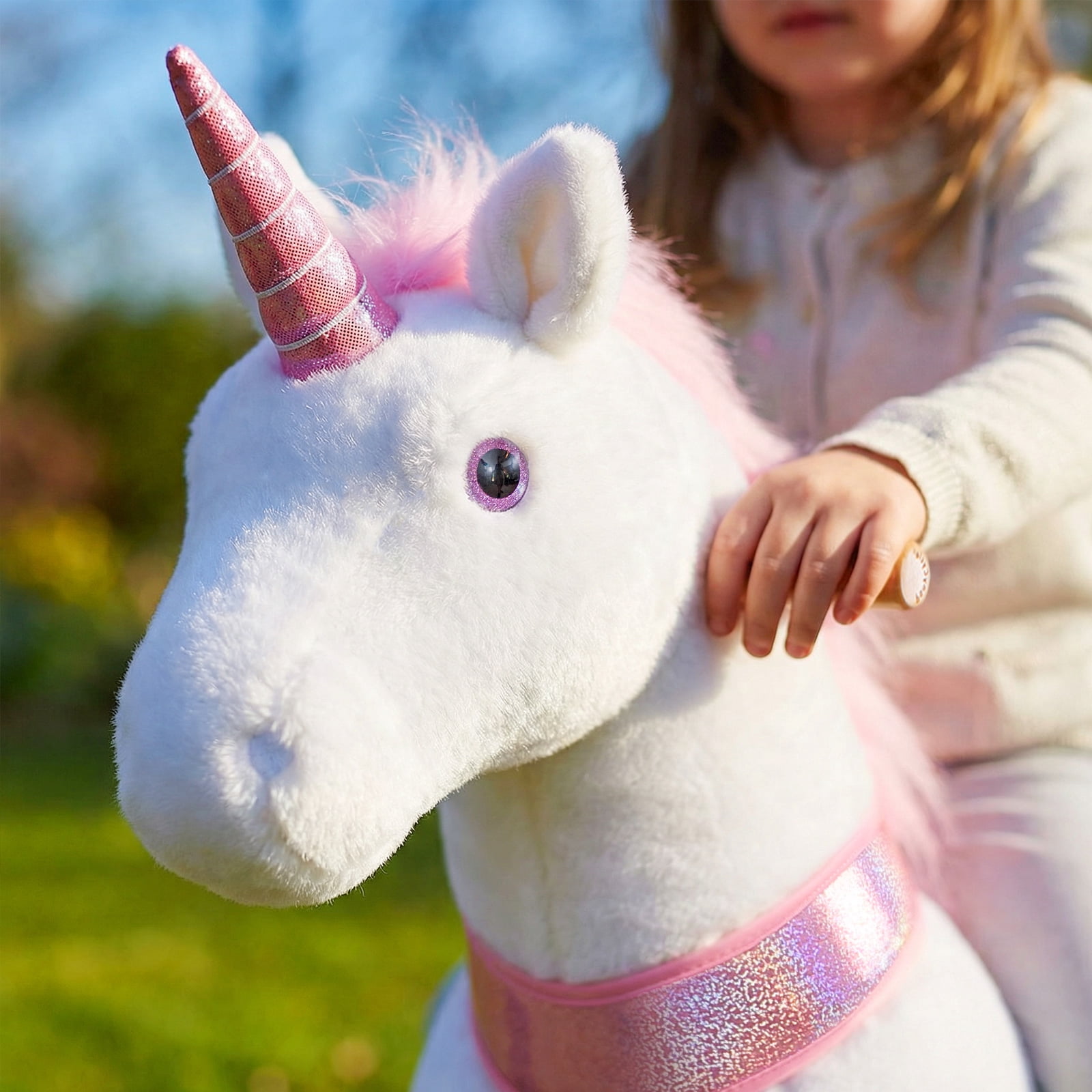 PonyCycle Ride-On Unicorn Toy with Sound and Hand Brake, Kid-Powered, Ages 3–4, Pink, U302