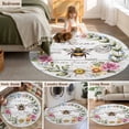thumbnail image 5 of Large Round Rug 8Ft Washable Non-Slip, Spring Daisy Circle Area Rugs for Living Room Bedroom, Pink Flowers Wreath Leaves Farmhouse White Wood Indoor Floor Mats Carpet Runner for Home Decor, 5 of 8