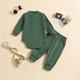 thumbnail image 5 of Kogui Baby Boy Clothes Newborn Winter Baby Boy Clothes Plaid Long Sleeve Hooded Romper Top + Infant Boys Pants Newborn Outfit Set 0 3 6 9 12 18 24 Months 2T 3T (Dark Green,6-12 Months), 5 of 5