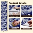 thumbnail image 4 of Peel and Stick Wallpaper Contact Paper Vintage Wave Navy Blue White Ocean Coastal Blue Sea Stormy Waves Ocean Self Adhesive and Removable 24in x 118in, 4 of 8
