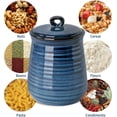 thumbnail image 5 of Ceramic Food Storage Jars,25 Oz Porcelain Kitchen Canisters with Airtight Lids Set of 3,Flour Containers for Countertop,Farmhouse Decor Serving Ground Coffee,Tea,Sugar,Pasta and Rice,Blue, 5 of 6