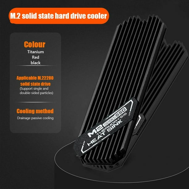 Radiador de calor del disipador de calor del disco duro de estado sólido M.2 para SSD PCIE 2280 (negro) Likrtyny Para estrenar
