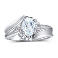 thumbnail image 1 of RYLOS Rings for Women 14K White Gold Swirl Z Ring 7X5MM Oval Gemstone &  Diamond Rings March Aquamarine Jewelry Size 5, 1 of 7
