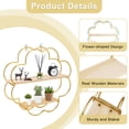 thumbnail image 3 of Wall Mounted Floating Shelves, 2 Tier Metal Wood Wall Shelf, Gold Flower Framed Wall Shelves for Living Room, Bathroom, Kitchen, Bedroom, Office Decor, 3 of 8