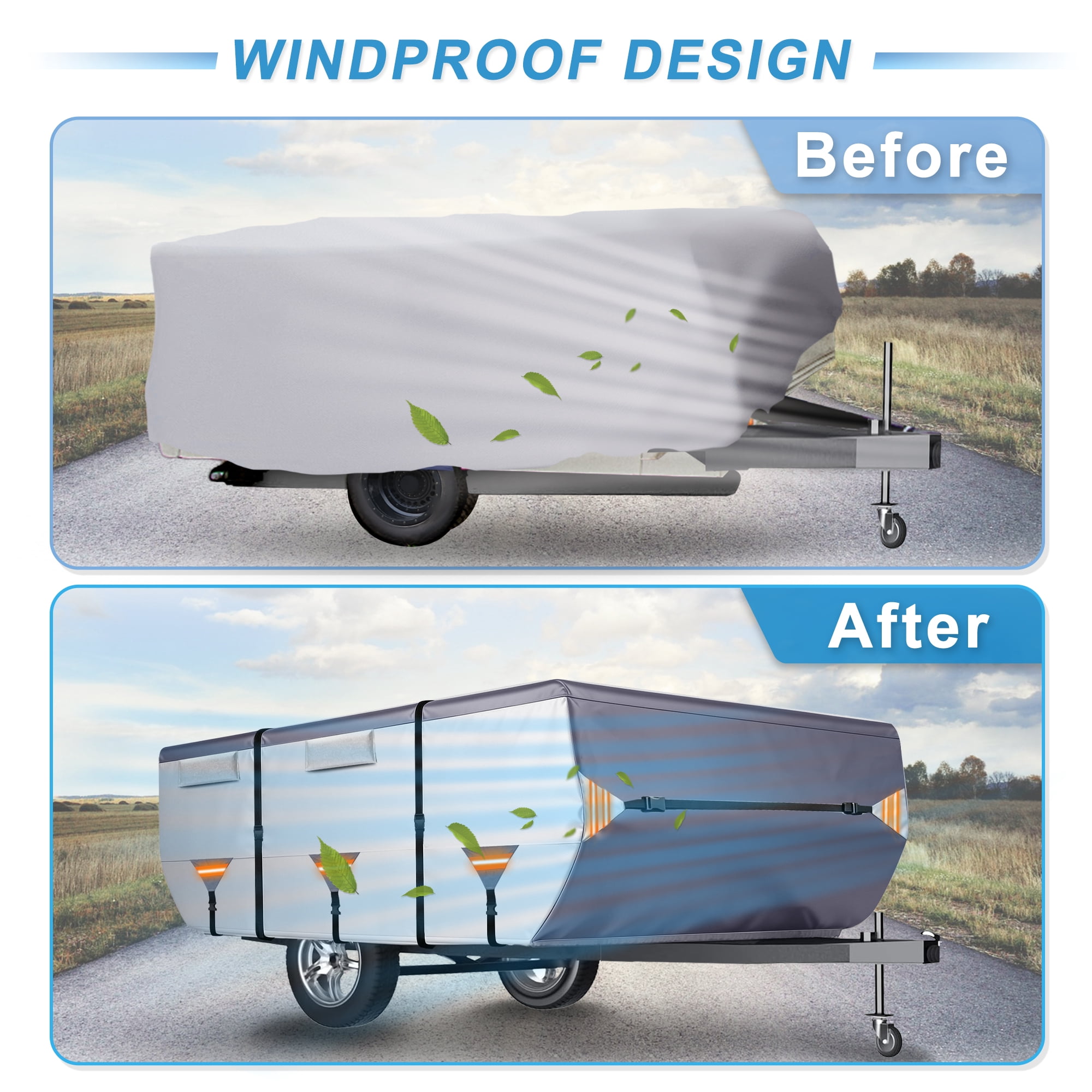 Unique Bargains Folding Camper Tent Travel Trailer RV Cover 14ft-16ft