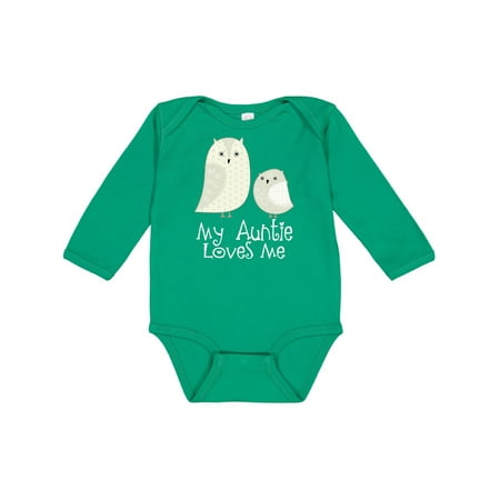 

Inktastic My Auntie Loves Me owl Gift Baby Boy or Baby Girl Long Sleeve Bodysuit