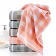 thumbnail image 3 of Nvzi Toallas de baño de 2 piezas, 13,78 x 29,53 pulgadas, 125 g, toalla de cara a cuadros para adultos de 32 hebras, peso ligero, toallas de secado rápido para su baño (marrón), 3 of 5