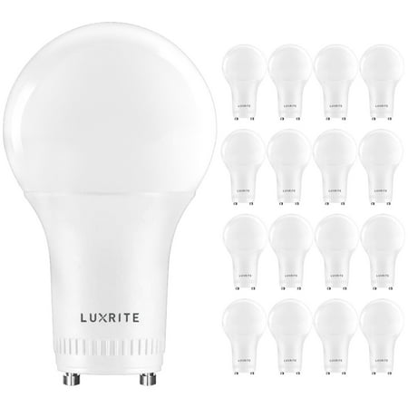 

Luxrite A19 Dimmable LED Light Bulb 60W Equivalent 2700K Warm White 800 Lumens GU24 16-Pack