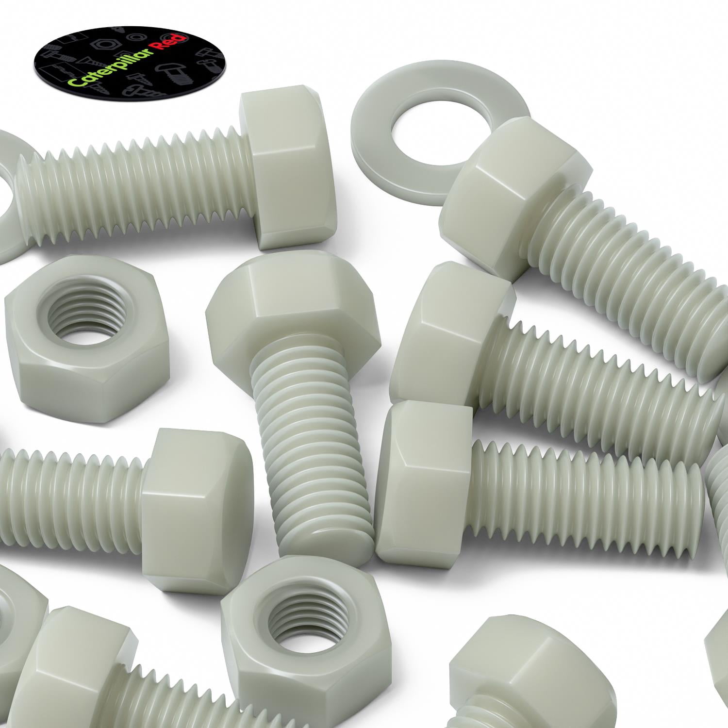 50 x Glass Filled Reinforced, Super Nylon Hex Head, M8 x 20mm, Machine Screws, Plastic Nuts and Bolts, Washers, (5/16 x 25/32 in)