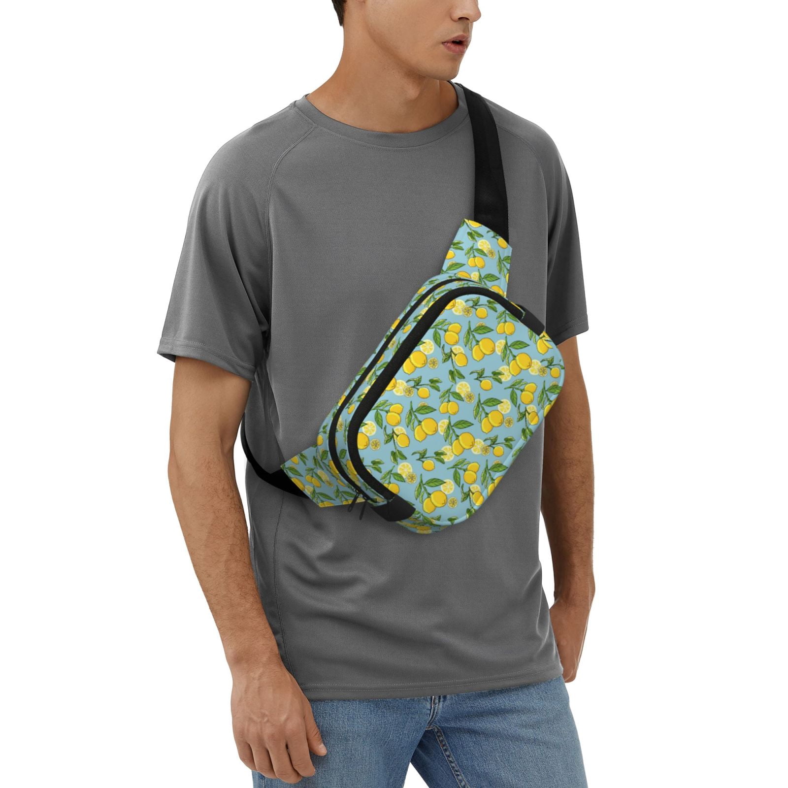 Fuzoiu Lemon (3) Print Unisex Square Double Layer Waist Bag,Crossbody Fanny Pack Travel Workout Accessory