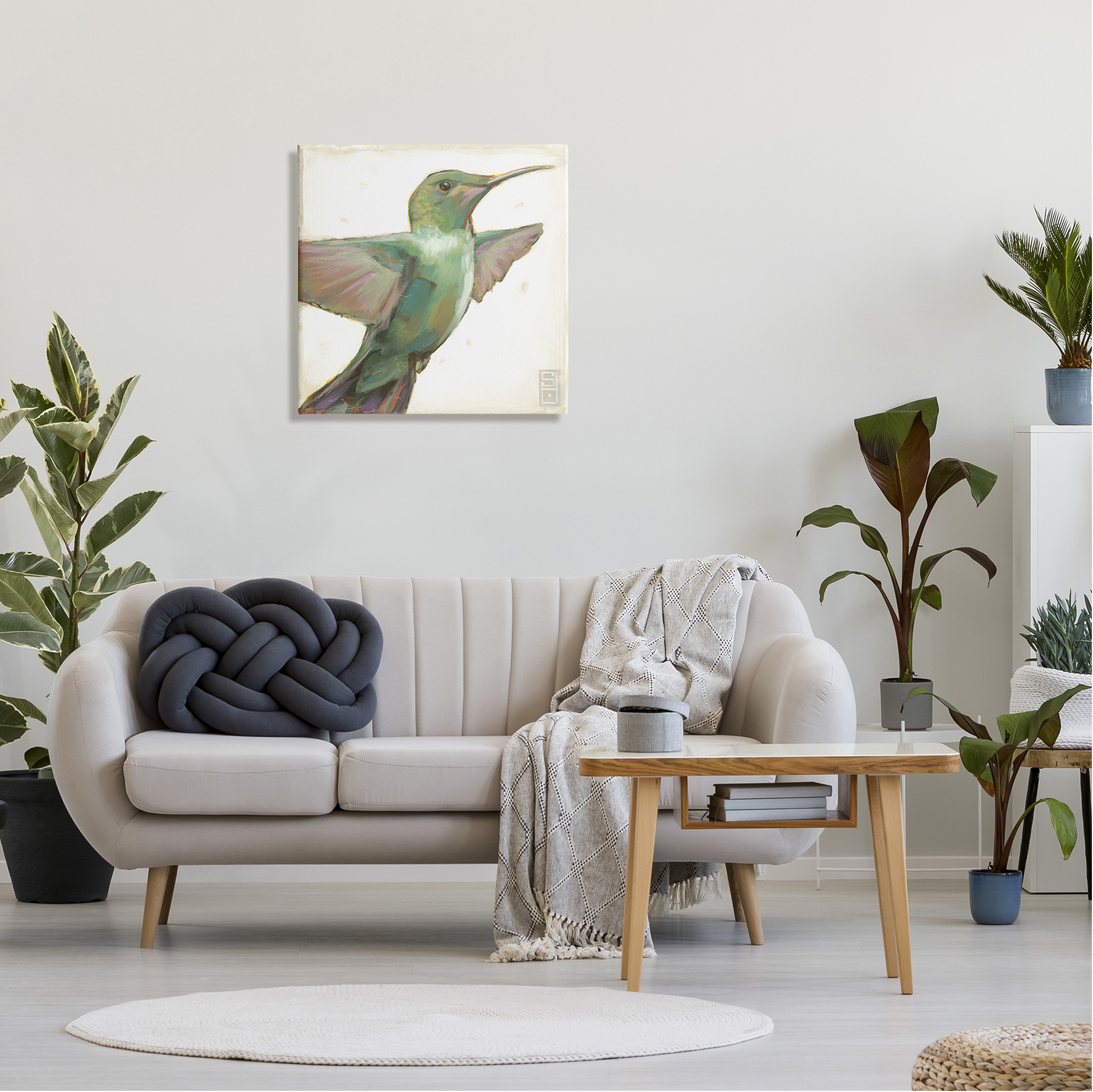 Stupell Industries Green Hummingbird Painting Animals & Insects Painting Gallery Wrapped Canvas Print Wall Art, 24 x 24