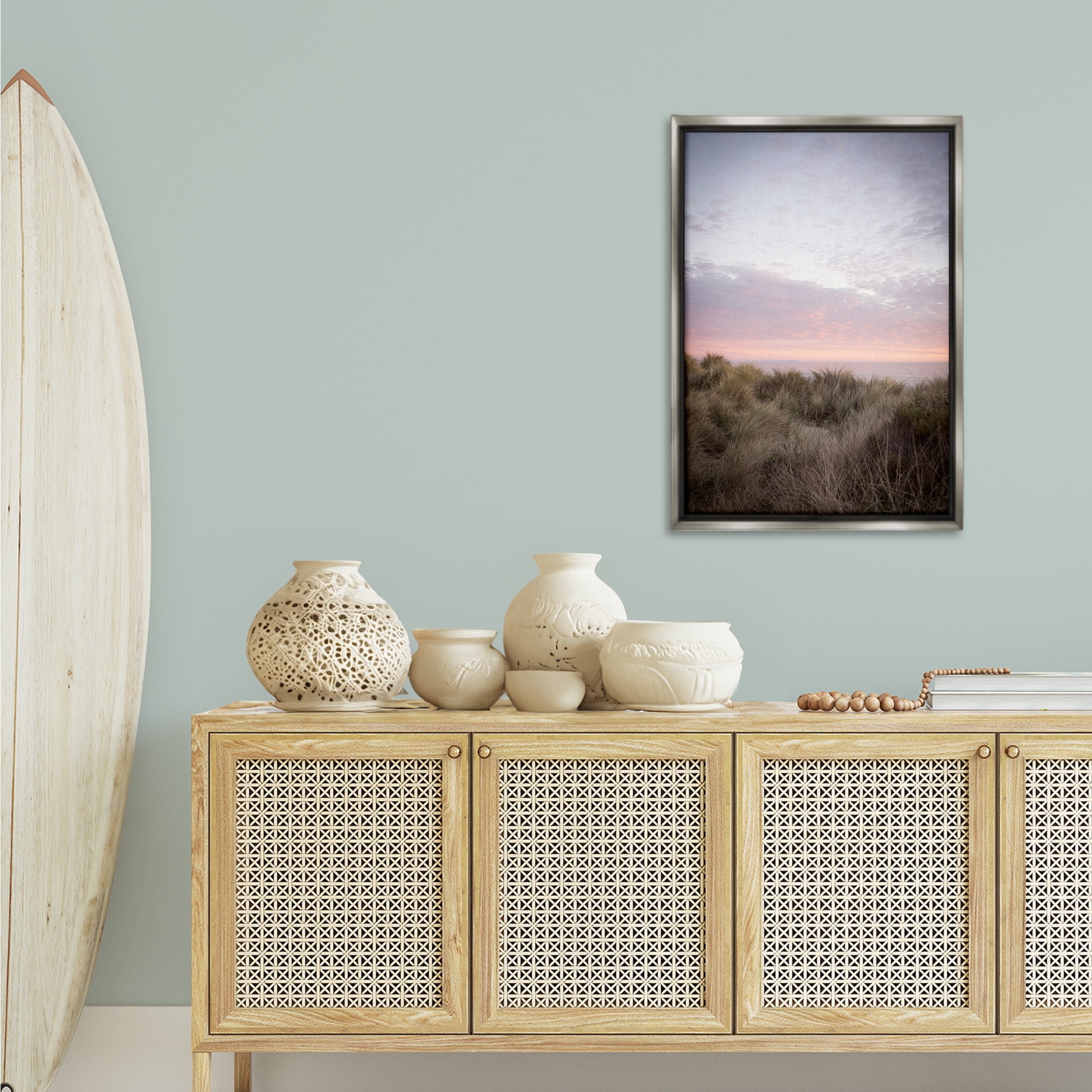 Stupell Industries Ombre California Sunset Landscape & Nature Photography Gray Floater Framed Canvas Art Print Wall Art, 21 x 31