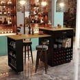 thumbnail image 3 of 73" Multi-Functional Wine Cabinet & Kitchen Island with Extendable Dining Table, 1 Door, 5 Drawers, Open Side Shelves, Wine Rack & Stemware Holder, Rolling Wheels, 3 of 24