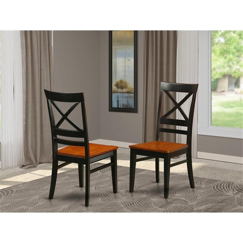 Pemberly Row 18'' Traditional Wood Dining Chair in Black/Cherry (Set of 2)