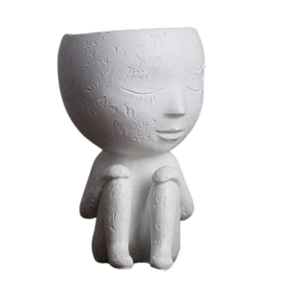 HYmarket Decorative Resin Face Planter - Beautiful Art Design, Fine Workmanship, Cheek and Knee Holding Flowerpot Decoration for Indoor/Outdoor Plants (Supplies Included)