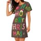 thumbnail image 2 of Easygdp Ho Ho Ho Merry Christmas Camisón de manga corta para mujer, informal, estampado, 2 of 6