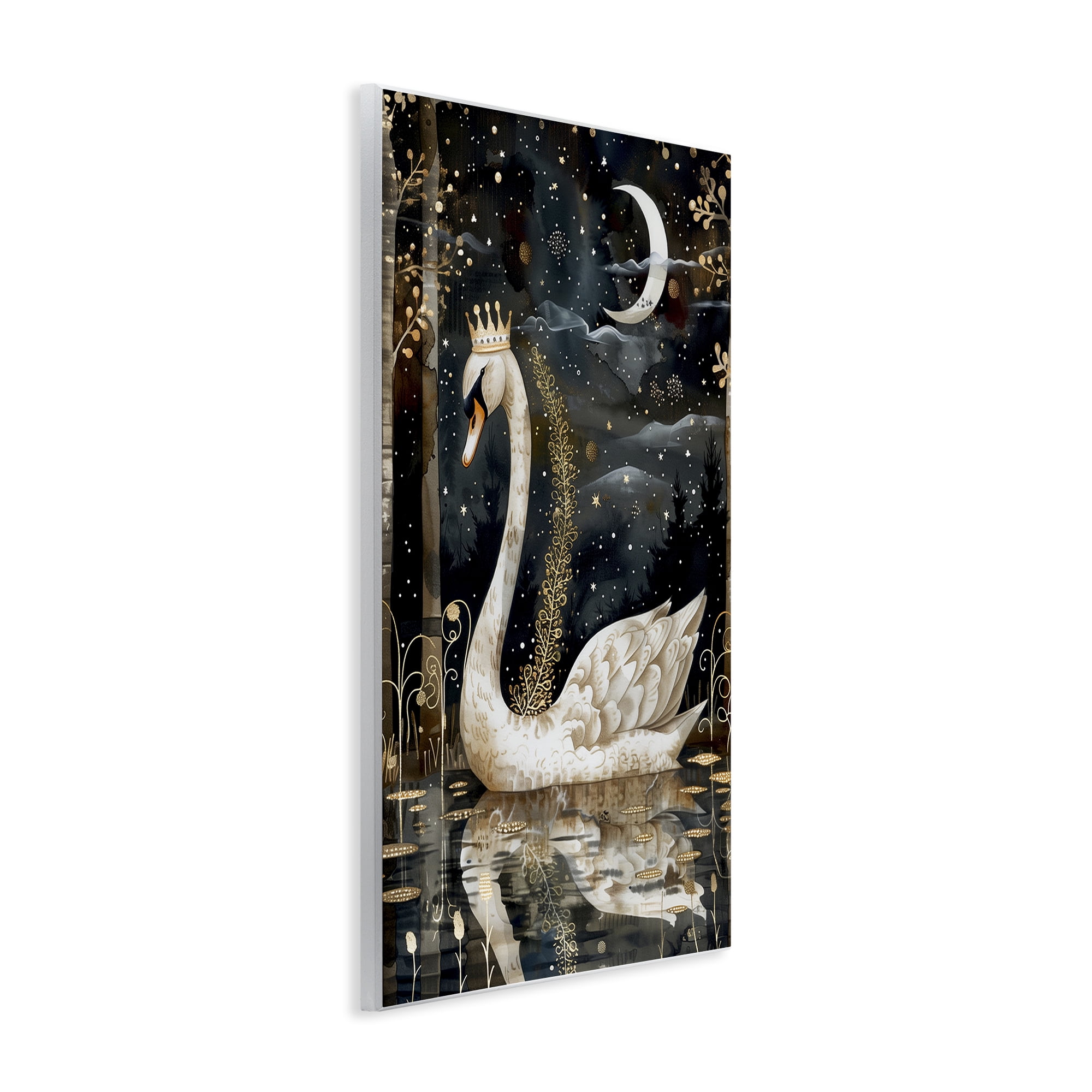 Stupell Industries Regal Swan Moonlight Animals & Insects Painting Unframed Art Print Wall Art, 10 x 15