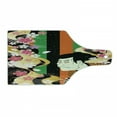 thumbnail image 1 of Kabuki Cutting Board, Colorful Vertical Stripes and Fresh Spring Sakura Blooms and Actor Composition, Decorative Tempered Glass Cutting and Serving Board, Wine Bottle Shape, Multicolor, by Ambesonne, 1 of 1