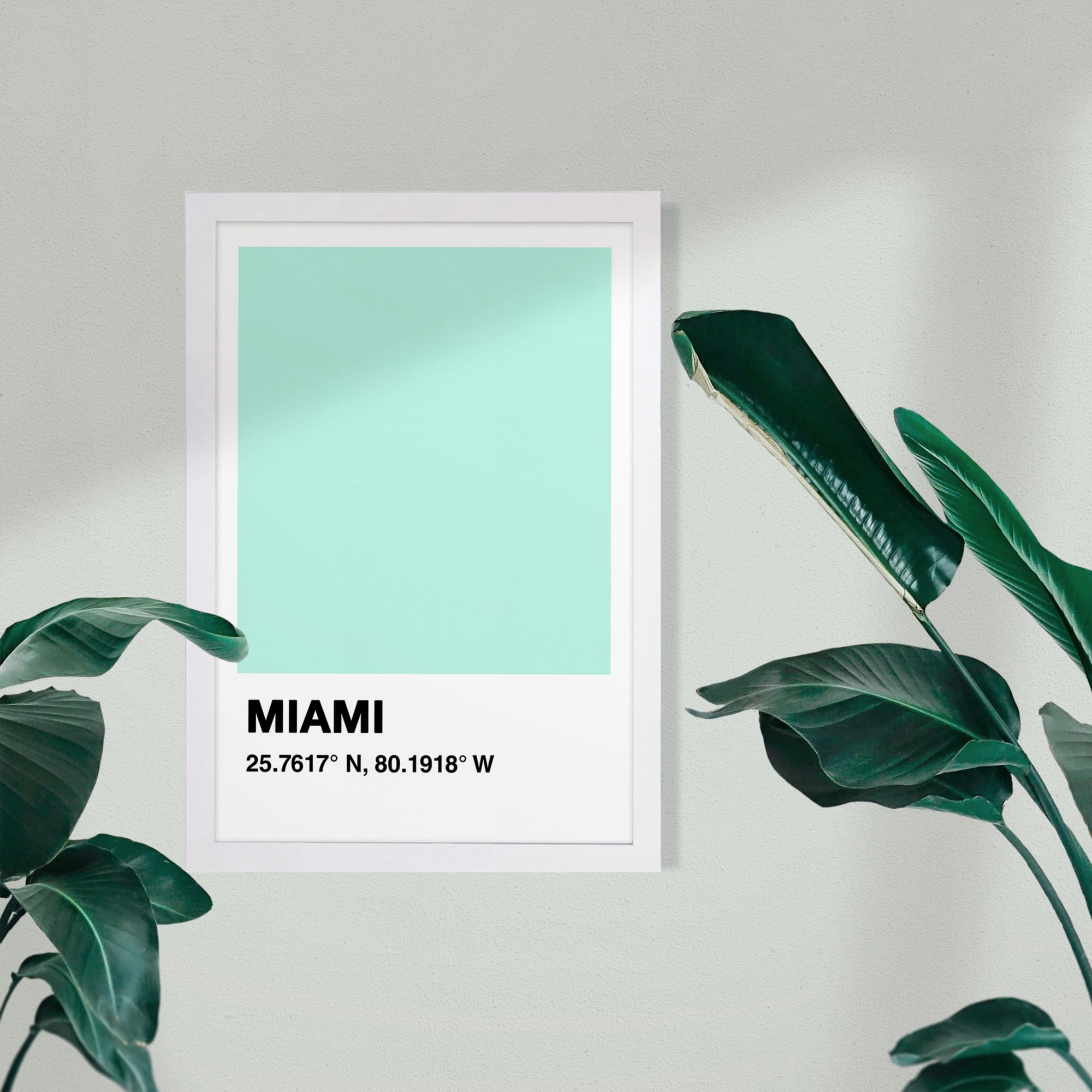 Wynwood Studio Cities and Skylines Framed Wall Art Prints 'Miami Color Swatch' United States Cities Home Décor - Blue, White, 13" x 19"