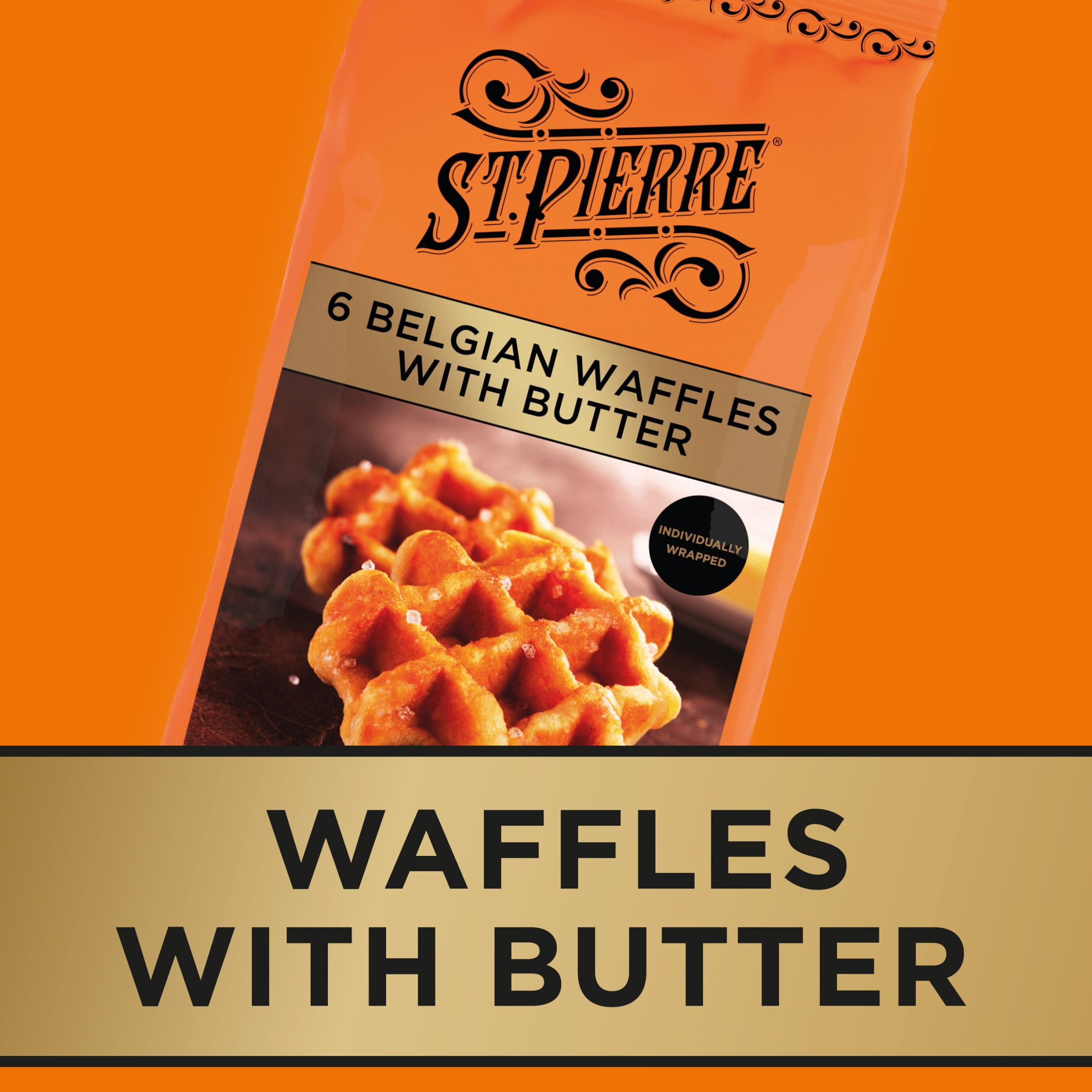 St Pierre Butter Brioche Waffles 6 Packs Belgian Waffles 10.6 oz with Flour Milk and Egg