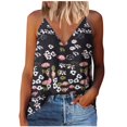 thumbnail image 1 of Playeras,Blusas y Tops,Ropa para Mujer Tallas grandes Camiseta de tirantes con estampado de camisola para mujer, camiseta, blusa, camiseta sin mangas, cuello en V, tirantes finos (Black, L), 1 of 4