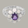thumbnail image 5 of LBG British Made 925 Sterling Silver Natural Amethyst & Opal Womens Statement Ring - 33 size options - Size 11.5, 5 of 8
