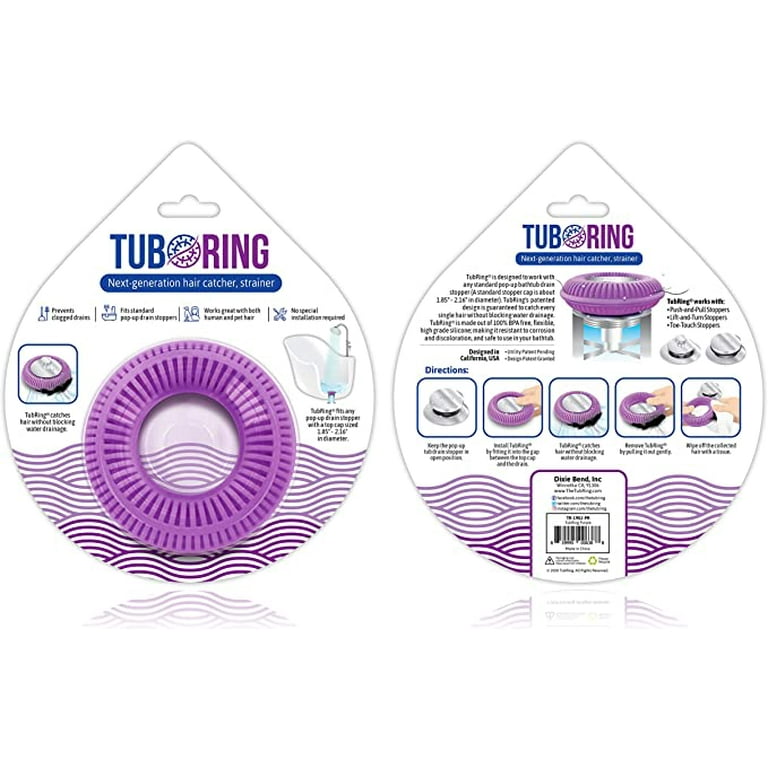 TubShroom Revolutionary Clear Tub Drain Protector Hair Catcher Snare  Strainer, 2 Pack