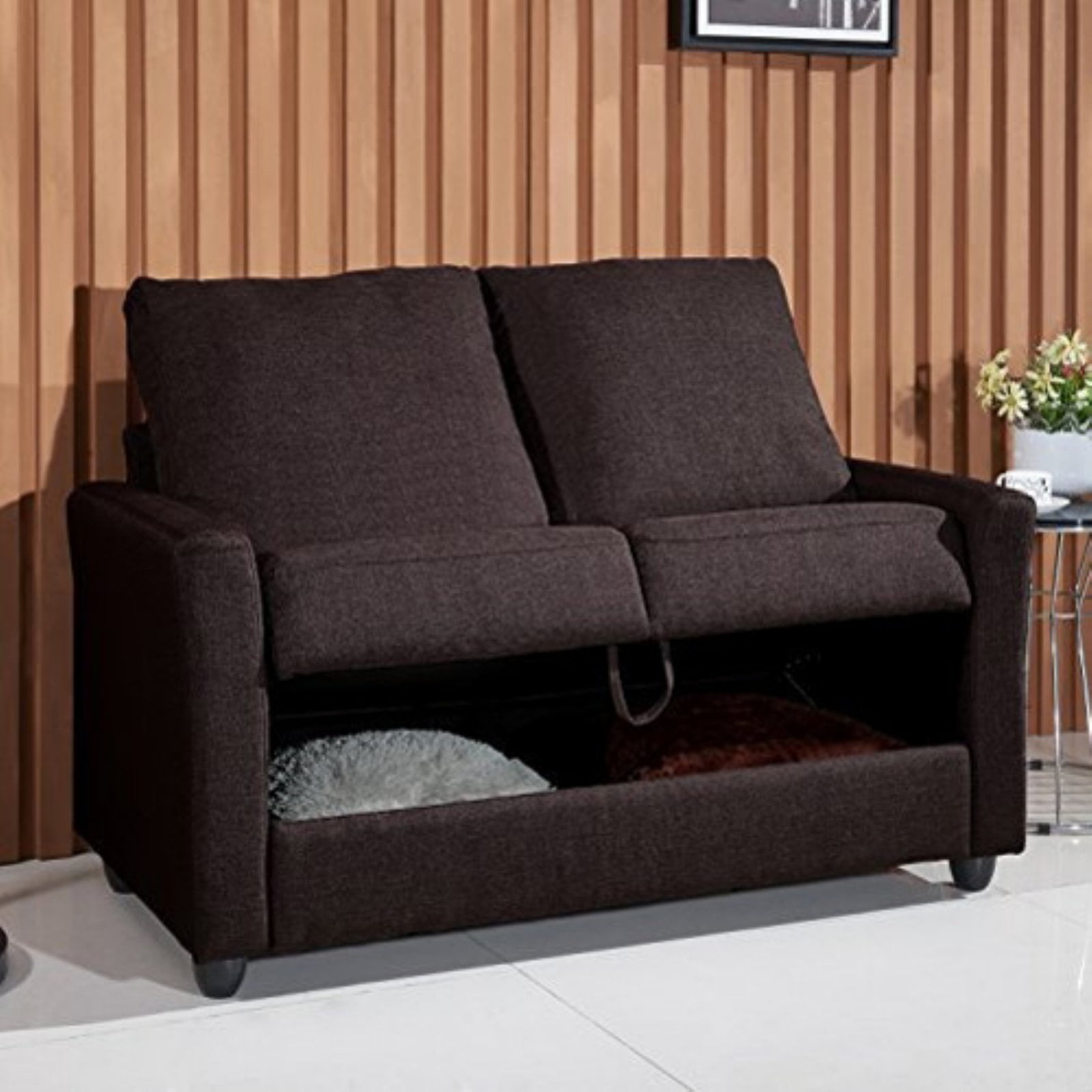 Loveseat with on sale storage compartment