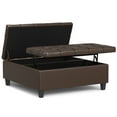 thumbnail image 4 of Simpli Home Harrison 40 inch Wide Transitional Square Large Coffee Table Storage Ottoman in Chocolate Brown Vegan Faux Leather, 4 of 15