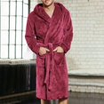 thumbnail image 2 of Prolriy Mens Robe Long Lengthened Coat Shawl Bathrobe Plush Winter Sleeved Robe Men's Coralline Robe for Men Wine L, 2 of 4