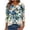 #0223-Beige, variant on Women's Crew Neck Ruching All Over Striped Print Fashion Casual Loose Fit 3/4 Sleeve 3/4 Sleeve Top