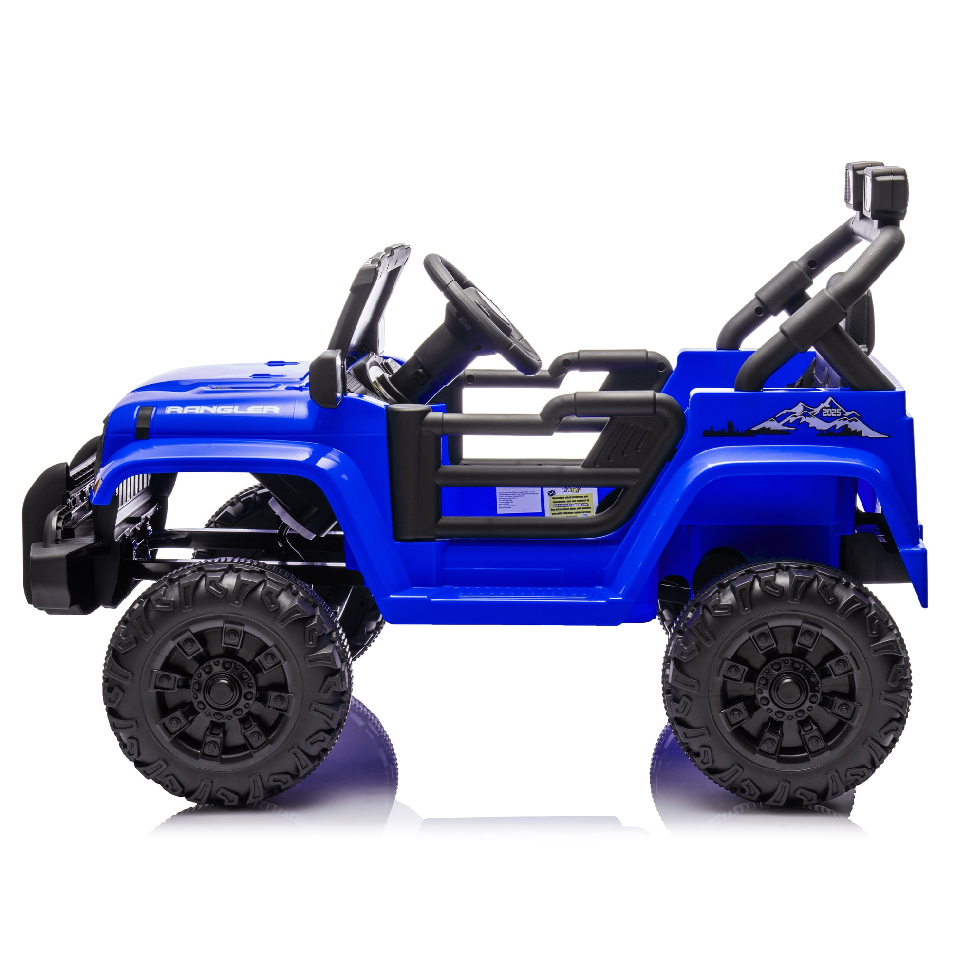 Xuanlur 12V Kids Ride on Car with Remote Control, Ride on Toys w/ Dual Drive, Four-Wheel Suspension, Bluetooth Music, LED Lights, USB, Shock Absorption, Toys Car for Kids Aged, Dark Blue