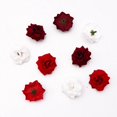 thumbnail image 1 of Simulación de cabeza de flor de terciopelo de 4,8 cm, fabricación de bricolaje de flores falsas, arreglos navideños, decoración navideña (blanco + rojo), 1 of 5