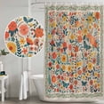 thumbnail image 4 of Shower Curtain Bathroom Set Spring Wildflower Butterfly Waterproof Fabric Shower Curtains with Grommets&Hooks, Vintage Pastoral Floral Privacy Bath Curtain for Bathtub 36x72in, 4 of 9