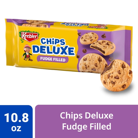 Keebler Chips Deluxe Fudge Filled, Chocolate Chip Cookies Filled with Chocolatey Fudge 10.8 oz