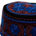 thumbnail image 2 of Blue and Maroon Kufi Crown Ornate Embroidered Rigid Prayer Cap-58, 2 of 3